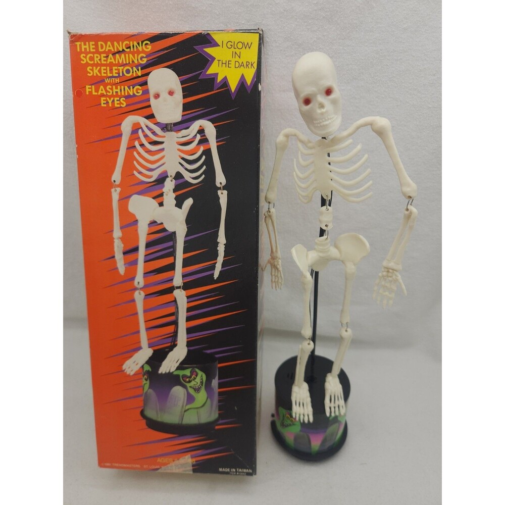 Figure Boo Bones Dancing Skeleton Animated Flashing Eyes Vtg 1991 Trendmasters